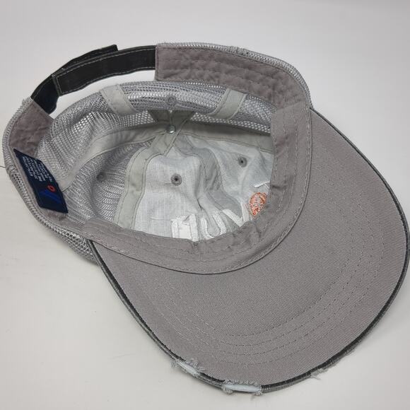 Tovuti Strapback Trucker Hat Gray One Size Adjustable Embroidered Distressed Ha - Picture 7 of 9